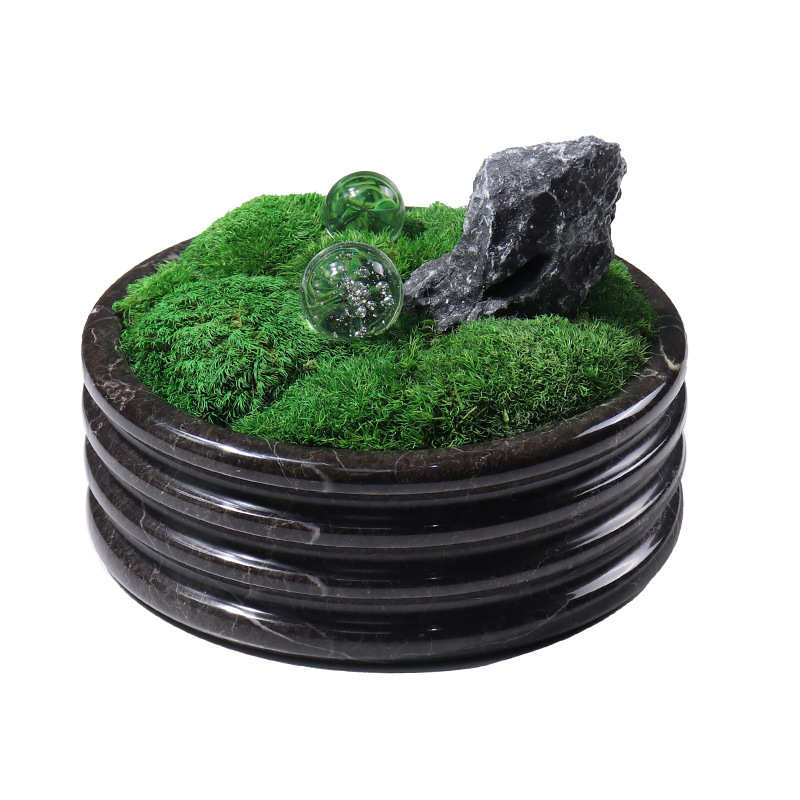 现代轻奢大理石花盆样板房别墅家居客厅桌面装饰绿植多肉仿真花盆