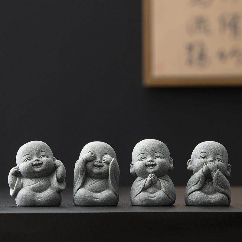 创意四不小和尚家居摆件桌面茶宠装饰品微景观造景工艺品礼物礼品