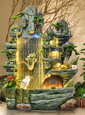 假山流水喷泉客厅水景摆件加湿器鱼池落地办公室家居装饰开业礼品