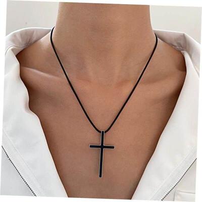 Cross Border Retro Cross Men Women Black Necklace 十字架项炼