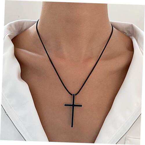 Cross Border Retro Cross Men Women Black Necklace 十字架项炼