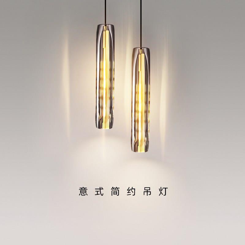 后现代简约水晶小吊灯全铜轻奢床头吊灯北欧饭厅饭桌吧台灯具