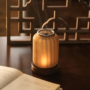 香薰灯家用中式 蜡烛灯复古禅意摆件玻璃烛台香薰炉防风罩烛台
