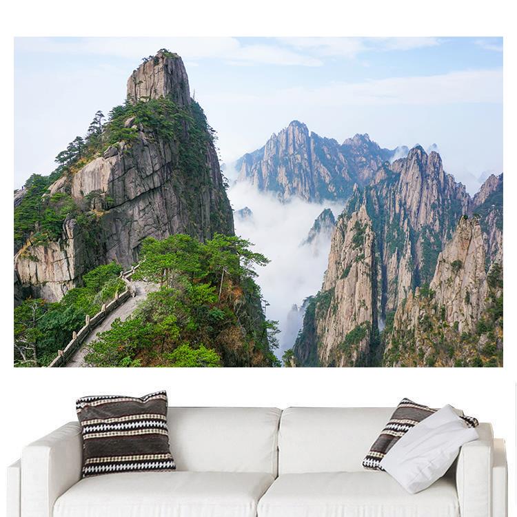 石头山客厅装饰画有山无水靠山图黄山高山卧室餐厅墙贴画自粘壁画