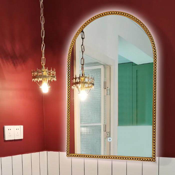 简美式轻奢装饰壁挂镜子卫生间浴室镜玄关餐厅圆形太阳玻璃拼镜