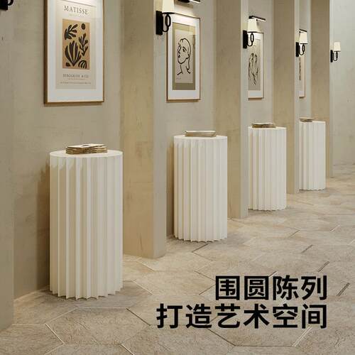 十八纸中岛展示台圆柱展示架商场橱窗圆形陈列架创意服装店可折叠