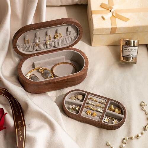 实木首饰盒收纳盒高档精致手饰项炼盒便捷珠宝盒生日新婚礼物品