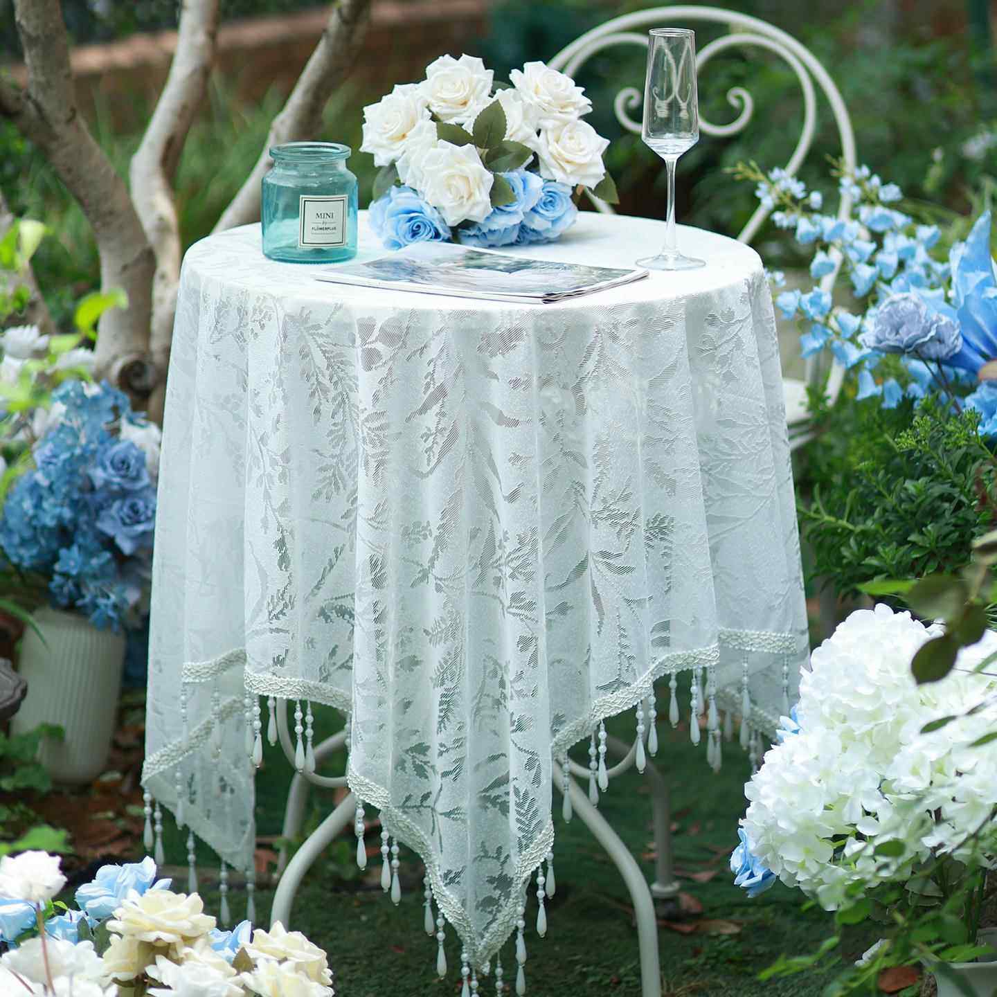 手工吊珠美式法式桌布盖巾蕾丝小圆桌茶几布方床头柜空调装饰盖布,居家布艺,桌布,淘宝优惠券,粉丝福利购,淘宝优惠卷