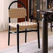 法式 覆古实木绳编织餐椅小公寓家背椅设计师休闲谈判薇薇安椅