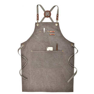 帆布牛仔围裙设计版型制作围裙供应男女时尚园艺咖啡师工作服LOGO