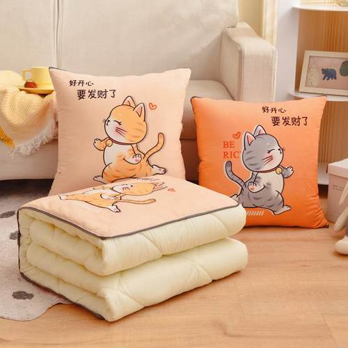 ?两用抱Fhhwguqh枕被子加厚发办室折午睡枕头公毯子二合一沙叠汽