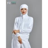 食品厂工作服工厂车间专用工人工服套装 连帽防尘服浅蓝色吸汗透气