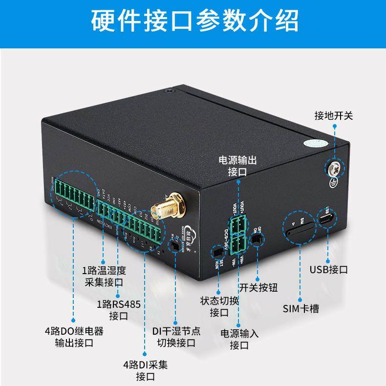 铼4G无线RTU采集控制器4路D/DO与RS485通讯工业I物联网钡监控模块