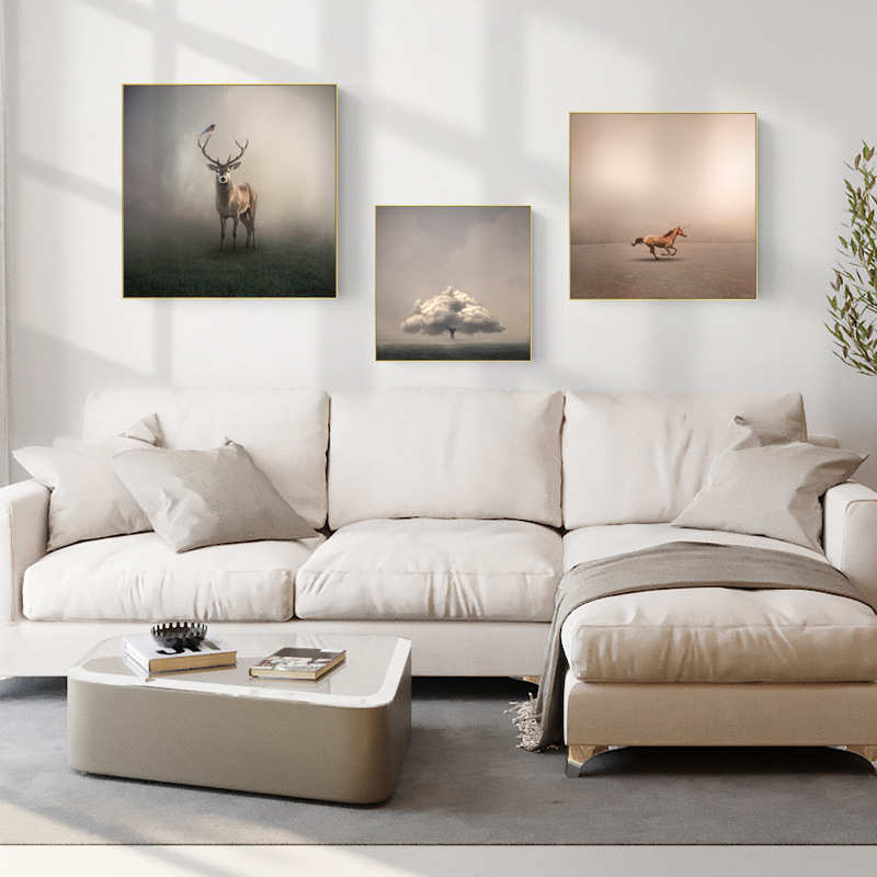 北欧创意挂画现代沙发客厅装饰画背景墙挂画卧室餐厅动物风景壁画图片