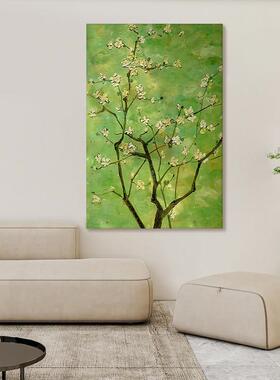网红梅花手唯绘油绿物色植美田画园风卉装饰花画客厅玄关抽象肌理