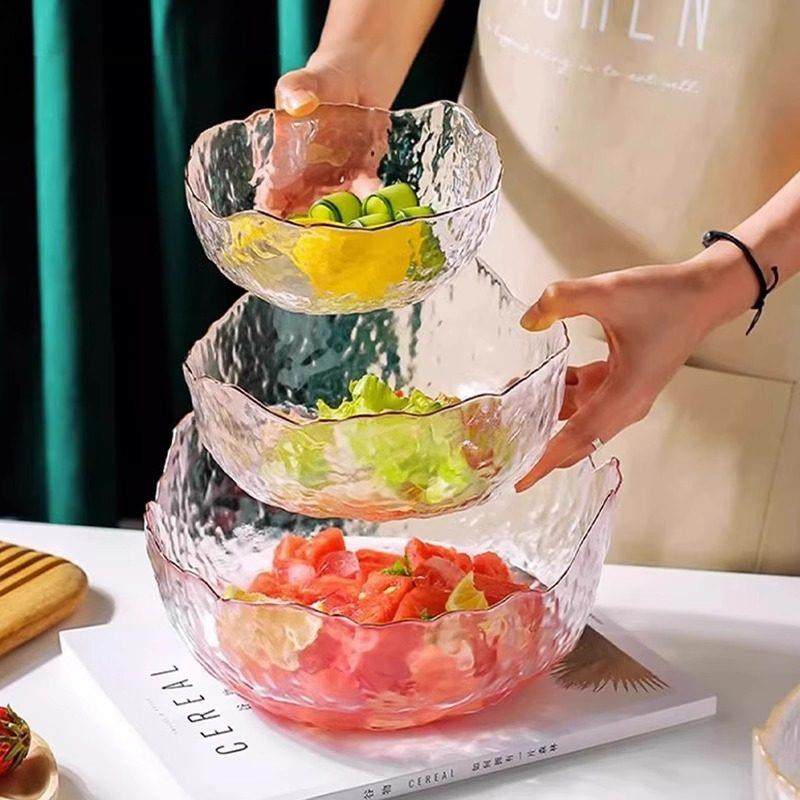 沙拉碗创意锤目纹透明不规则玻璃碗水果盘客厅家用餐具套组,餐饮具,碗,淘宝优惠券,粉丝福利购,淘宝优惠卷
