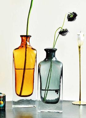 碧轩美式彩色透明花瓶水培玻璃插花器客厅桌面干花创意田园摆件