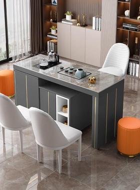 阳台岩板17059茶桌可伸缩旋转用小户家型公客几厅茶1.2米移动办茶