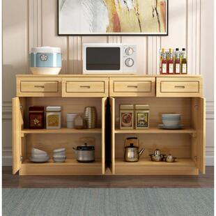 餐边柜实木现代简约松木橱柜带门客厅储物收纳柜子家用置物柜碗柜