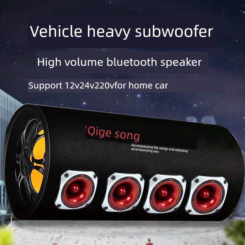 大功率5扬声器圆形汽车低音炮，超大音量，超低音家庭音响12V24V2