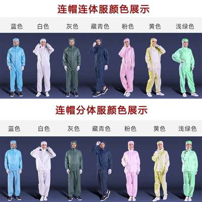 防尘服连体男  连帽护全身防静电加口袋女食品无尘工作洁净养殖衣