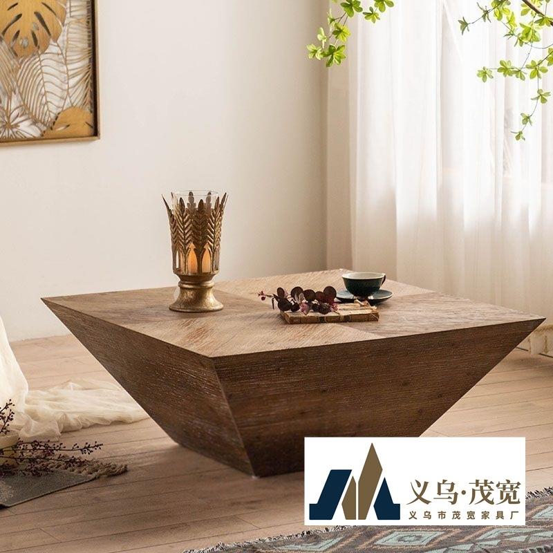 新款民宿复古简约桌子客厅做旧方形茶几小户型诧寂风轻奢实木茶桌
