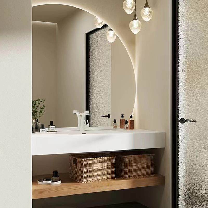 双层岩板浴室柜简约一体无缝陶瓷组合洗脸盆卫生间洗手盆洗漱定制