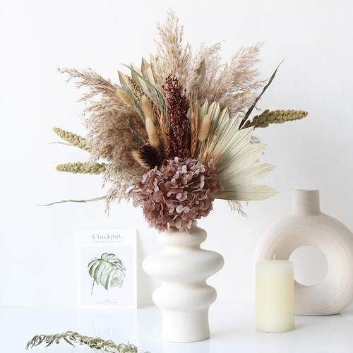 新品蒲扇柴芦混搭干花花束自然侘寂风家居装饰品插花摆件