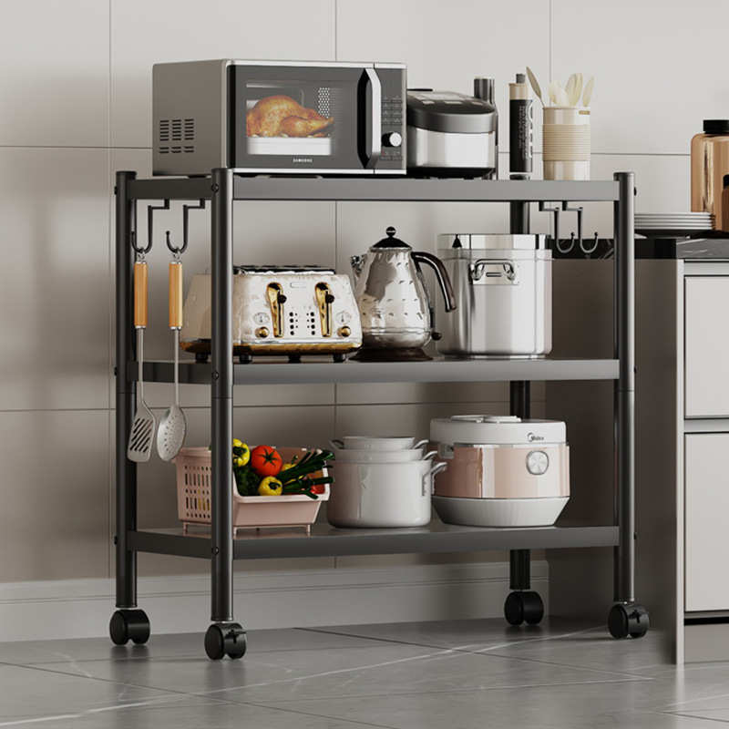 架免物落地多层移动架收纳置微波炉置碳钢可架家用材质打孔物厨房