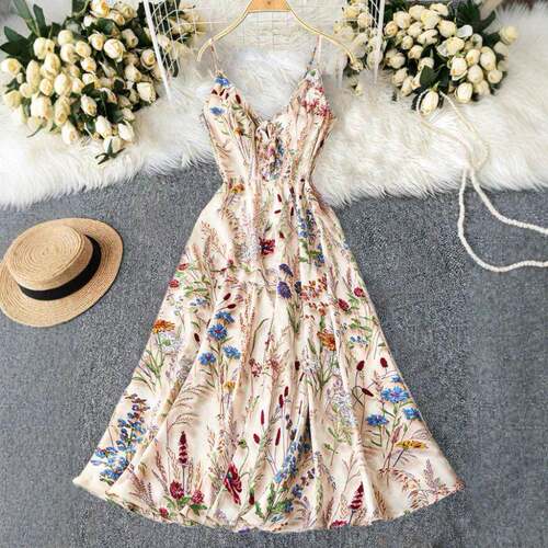 Women's Boho Floral-Print Cami Dress  Fashion Casual A-Line