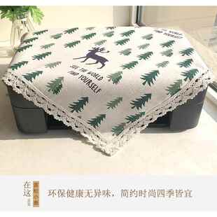 笔记本电脑盖布罩布机音响打印机顶盒防尘盖巾棉麻时尚小方巾