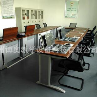 钢木手动翻转电脑桌 学校电教室桌面隐藏显示器可安装22寸液晶屏