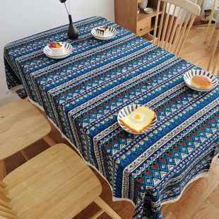 欧式 正品 格田园风布棉麻复古餐厅东南亚画民族风布美术室桌布艺茶