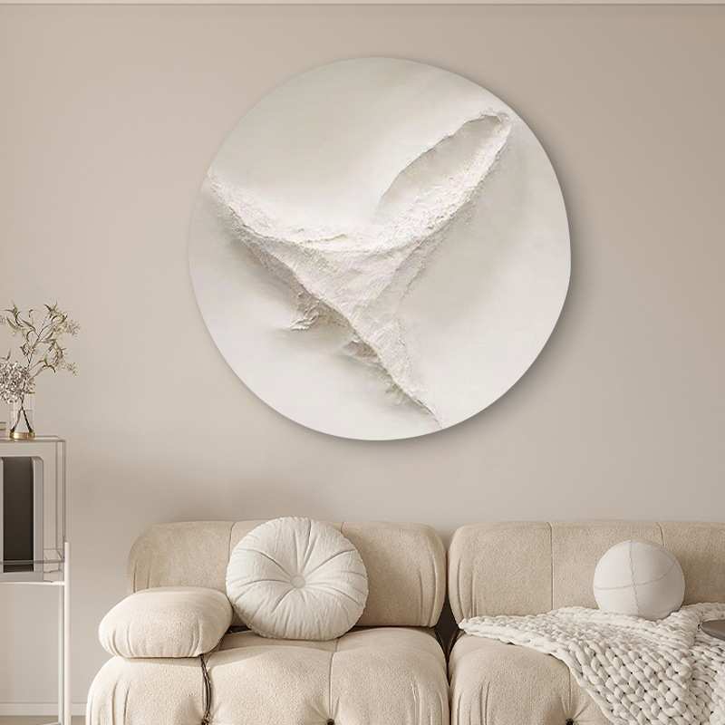 立体圆形背景墙画砂岩客厅沙发壁画侘寂风玄关简约装饰画浮雕挂画图片