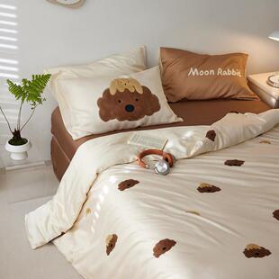 木悠可爱卡通风凉感兰精天丝四件套夏季 裸睡被套床单床上用品