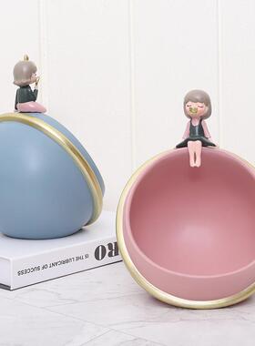 如果 欧式树脂创意家居桌面装饰品书柜玄关星球收纳储物盒