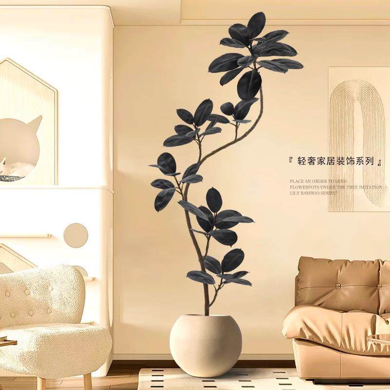 橡皮树仿真绿植高端轻奢客厅仿生植物室内装饰大型落地摆件假盆栽