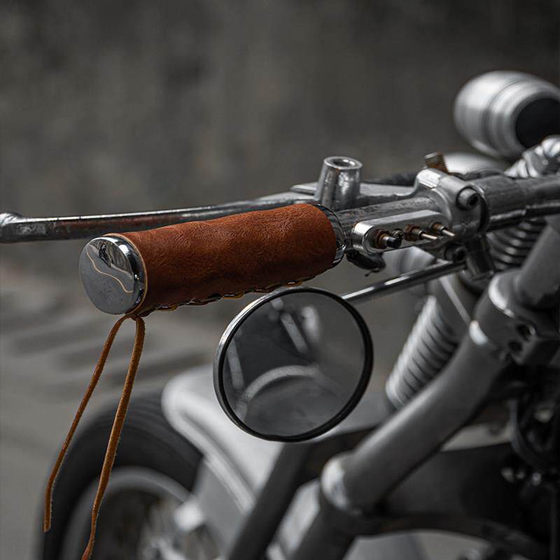 复古真牛皮机车手把套自行单车电瓶电动车握把套把手套防滑防水