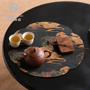 禅意双面隔热茶垫桌布茶布桌旗 香云纱如意干泡茶席垫子新中式