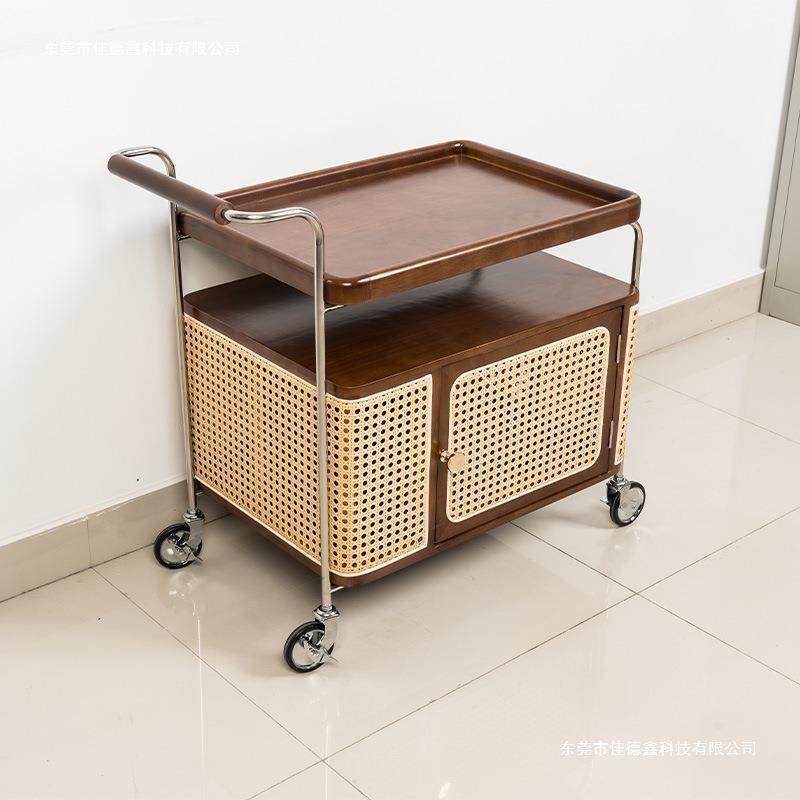 实木边几可藤移古动收纳中DTS小推车厅沙发储物置客物架编简约餐