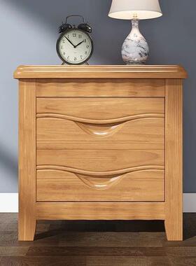 *实木床头柜储济物胡柜桃PZX原色简约新中式木经型家用床边床头小