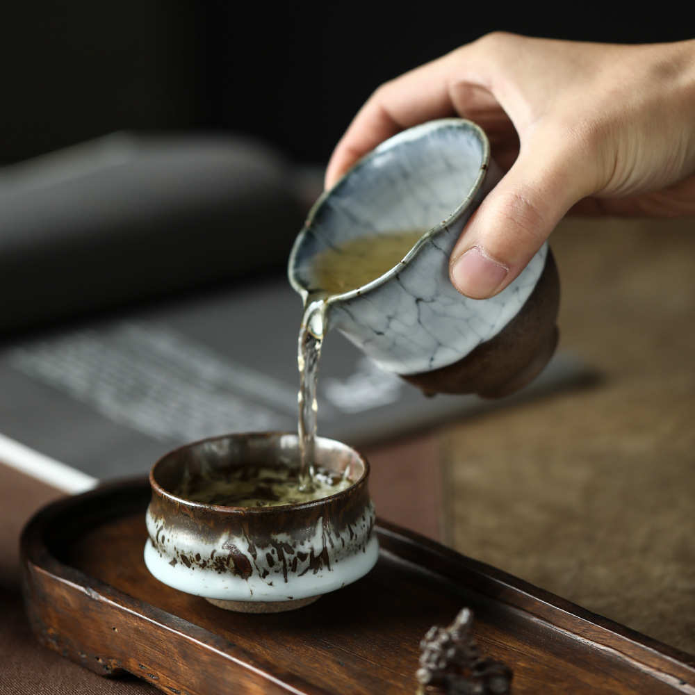 堆釉纯手工志野烧公道杯日式陶瓷分茶器大容量家用大公杯茶具配件