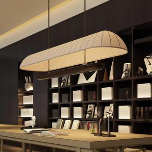 侘寂风餐厅吊灯2025新款奶油风民宿吧台茶室商用长条布艺中山灯具