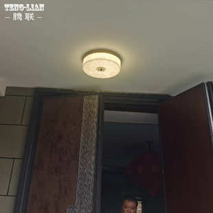 简约云石全铜吸顶灯客厅餐厅卧室房间主吸顶灯别墅阳台入户灯 中式