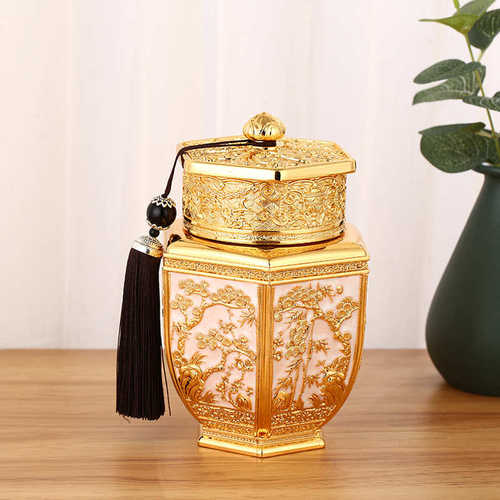 大号珐琅彩茶叶罐存茶罐家用创意摆件金属茶罐一斤茶盒茶叶密封罐