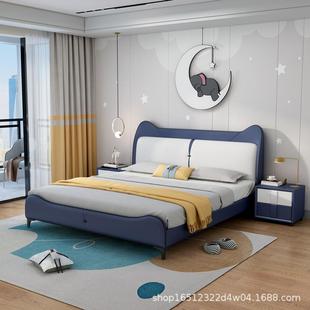 技布儿童猫咪卡通床男孩女榻孩HAN主榻米实木公现代简约1.5科m1.2