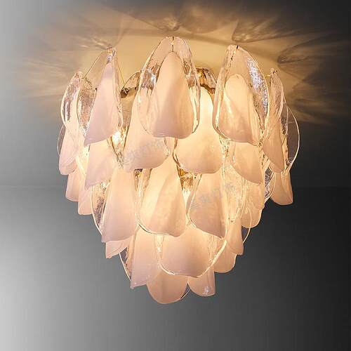 庆粤灯饰 中古风卧室吸顶灯主卧创意穆拉诺玻璃奶油风设计师灯具