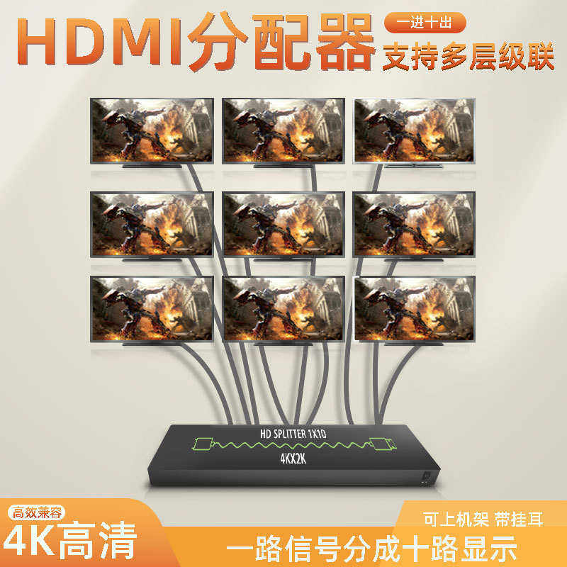 HDMI分配器4K1x2一进四出电视一分八1进16出1进10出hdmi分屏器