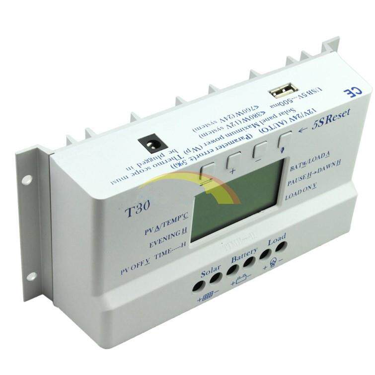 12V24V30A太阳能控制器T30电量电压电流液晶显示太阳能充电控制器