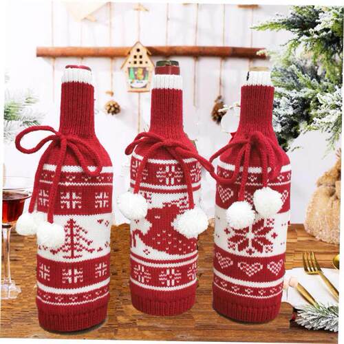 Christmas decorated elk snowflake bottle holder 圣诞酒瓶套